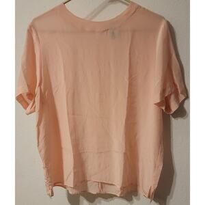 Anna and Frank Elegant Light Pink Short Sleeve Blouse 100% silk Size 16 Vintage